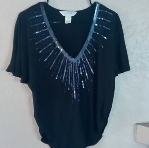 Ludi black sequin batwing shirt